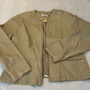 Calvin Klein Women's Beige Faux Leather Jacket